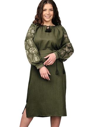 Жіноча вільна сукня з вишивкою в етнічному стилі4 фото