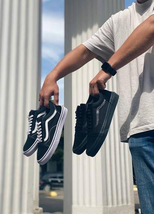 Чоловічі кеди vans old skool: black, black & white