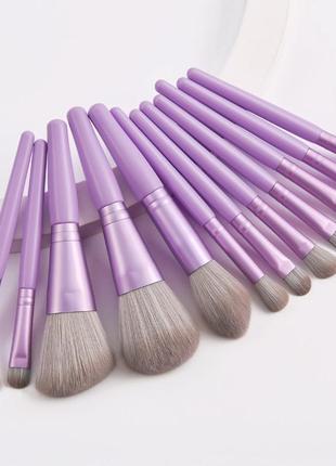 Набор кистей для макияжа rozi lour mini в дорогу фиолетовий 12 шт1 фото