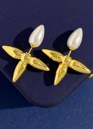Сережки луї віттон позолоту та перлів