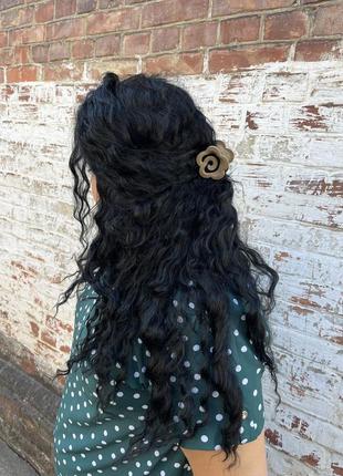 Парик черный афро кудри, как нарощенные, очень густой, волнистый кудрявый, беллатриса