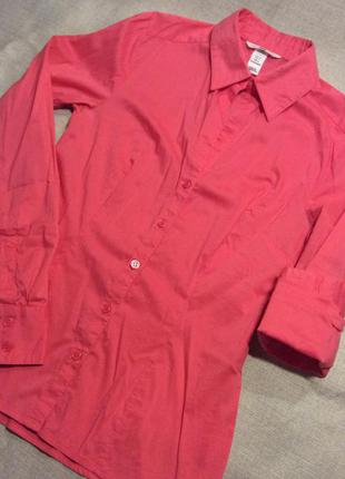 Розовая рубашка с длинным рукавом h&m, размер xs-s1 фото