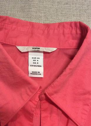 Розовая рубашка с длинным рукавом h&m, размер xs-s2 фото