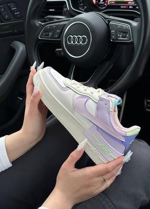 Жіночі кросівки nike air force 1 shadow beige violet1 фото