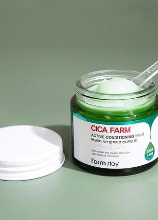 Восстанавливающий крем-бальзам для лица farm stay cica farm active conditioning balm с центеллой азиатской, 80 г2 фото