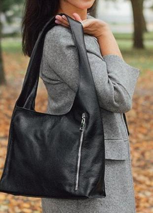 Женская стильная сумка из натуральной телячьей кожи черный9 фото