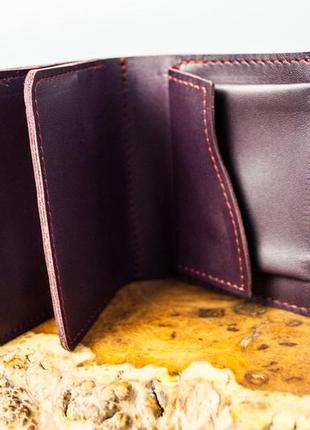 Кожаный кошелек с совой женский 10 отделов с тиснением в цвете чайная роза6 фото