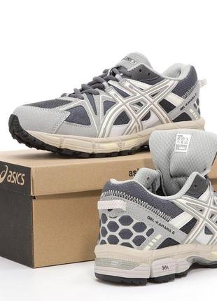 Сірі бігові кросівки asics gel-kahana 8 (кросівки в сітку асікс світлі текстильні чоловічі )5 фото