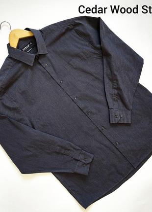 Мужская черная рубашка в полоску прямого кроя от бренда cedar wood state1 фото