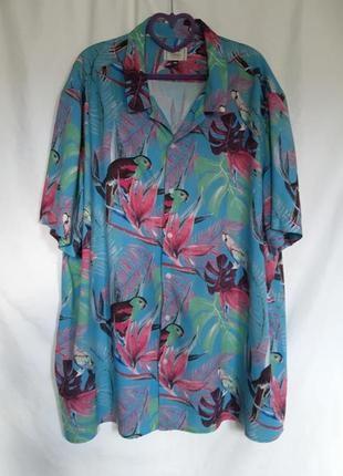 100% віскоза чоловіча  натуральна сорочка, легка, літня, натуральна пляжна кольорова шведка гавайка