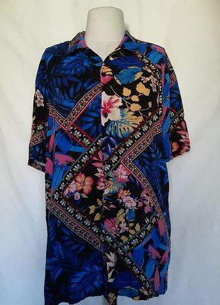 100% віскоза нова чоловіча гавайська сорочка, шведка,  натуральна гавайка. штапель тропічний принт