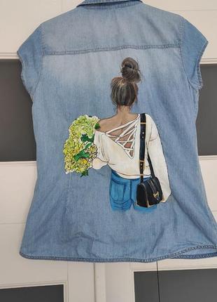 Креативна вінтажна літній джинс рубашка