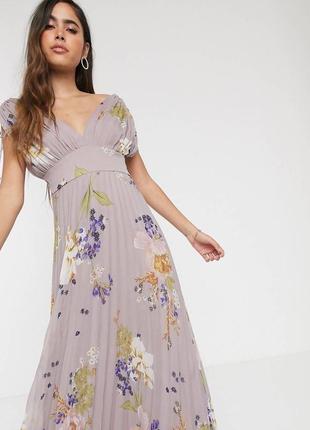 Плиссированное платье макси без рукавов с цветочным принтом asos design2 фото