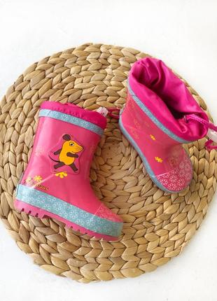 Резинові чобітки 21р, чобітки для дівчинки 21р, рожеві чобітки2 фото