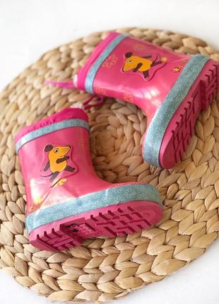 Резинові чобітки 21р, чобітки для дівчинки 21р, рожеві чобітки1 фото