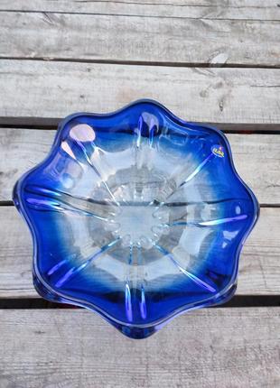 Велика скляна миска фруктовниця ваза для цукерок салатник ilsa турция кобальт1 фото