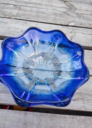 Велика скляна миска фруктовниця ваза для цукерок салатник ilsa турция кобальт5 фото