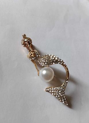 Брошь русалка с жемчужиной