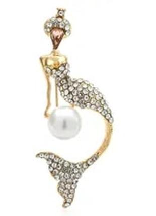 Брошь русалка с жемчужиной