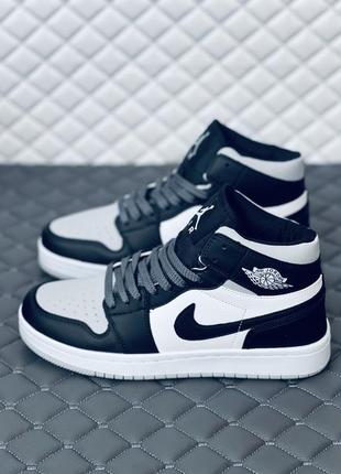 Nike air retro jordan 1 grey кросівки-хайтопи чоловічі найк ретро джордан 1 сірі10 фото