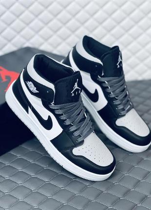 Nike air retro jordan 1 grey кросівки-хайтопи чоловічі найк ретро джордан 1 сірі7 фото