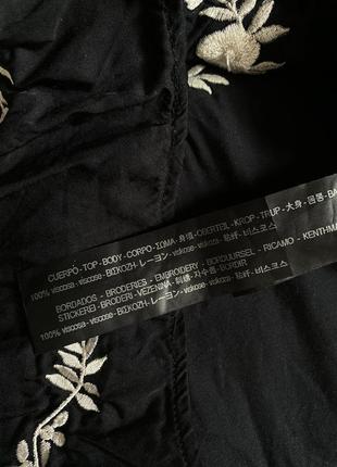 Блузка вышиванка под шелк женская черная легкая кимоно под шелк zara- m,l6 фото