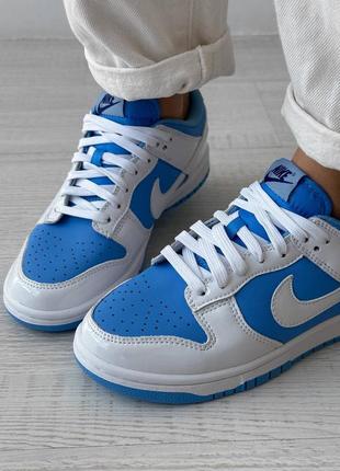 Кросівки nike sb dunk blue white(лакована шкіра)