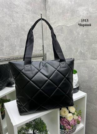 Черная практичная универсальная стильная качественная сумочка шоппер
