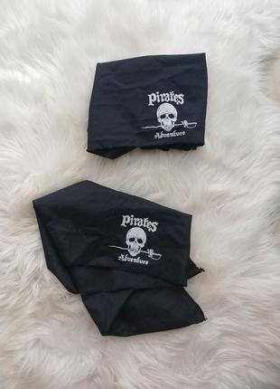 Чорна хустка на хеллоуїн, піратська бандана, коттонова хустка з черепом1 фото