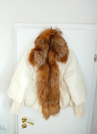 Куртка пуховик с натуральным мехом лисы5 фото