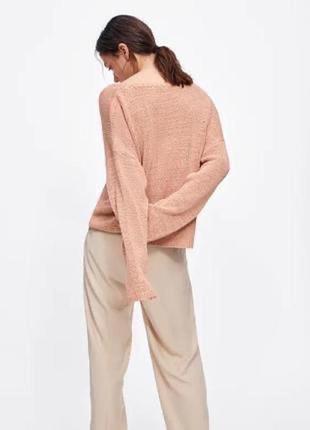 Zara легкий oversize свитер, джемпер свитшот в составе коттон лен3 фото