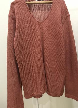 Zara легкий oversize свитер, джемпер свитшот в составе коттон лен6 фото
