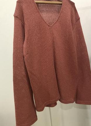 Zara легкий oversize свитер, джемпер свитшот в составе коттон лен7 фото