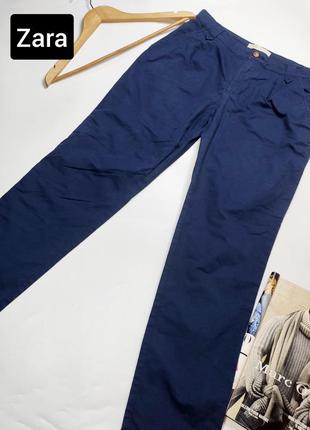 Брюки мужские синие прямого кроя от бренда zara denim 26
