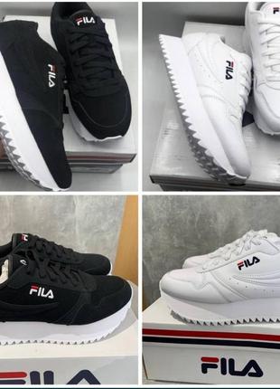 Fila usa orbit sport кросівки спортивні шкіряні замшеві білі чорні високі жіночі