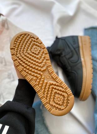 Кроссовки nike air force 1 gore-tex black\ brown fur ❄️9 фото