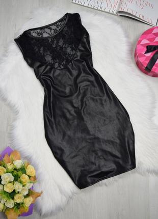 Платье латексное черное с кружевом мини с пуш-ап эротическое5 фото