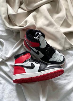 Кроссовки nike air jordan retro high red/black/white fur