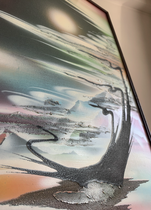Картина олійними фарбами картина маслом пейзаж гори море вода сонце, картина ручна робота абстракція3 фото