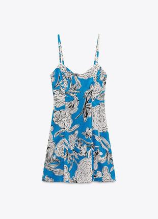 Льняна сукня в квітковий принт zara4 фото