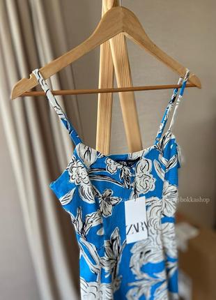 Льняна сукня в квітковий принт zara2 фото