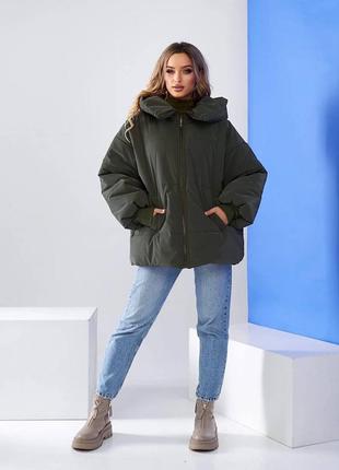 Роскошная тёплая зимняя курточка парка шуба зефирка серая бежевая бирюзовая голубая розовая пудровая хаки объёмная оверсайз батал с капюшоном