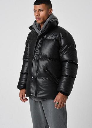 Шкіряна зимова куртка пуховик мужская зимняя куртка пуховик оверсайз