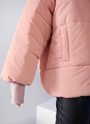 Тёплая зимняя курточка парка шуба зефирка серая бежевая бирюзовая голубая розовая пудровая хаки объёмная оверсайз батал с капюшоном6 фото