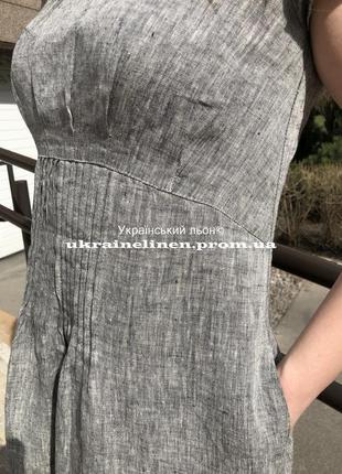 Сукня аліна сірий меланж льняна, галерея льону, 44-56рр.4 фото