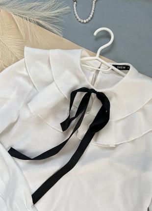 Стильная блуза с рюшами рубашка рубашка белая3 фото