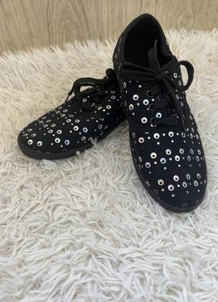 Кеды мокасины с паетками