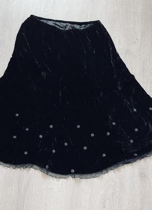 Бархатная черная юбка3 фото
