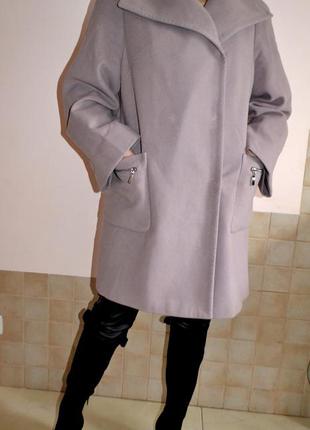 Лавандовое пальто свободный крой хл-ххл1 фото