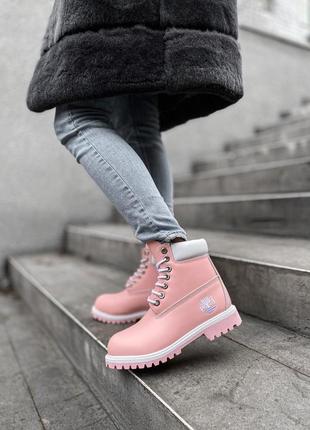 🌺timberland pink🌺 ботинки женские тимберленд, евро зима/зима, розовые кожаные1 фото